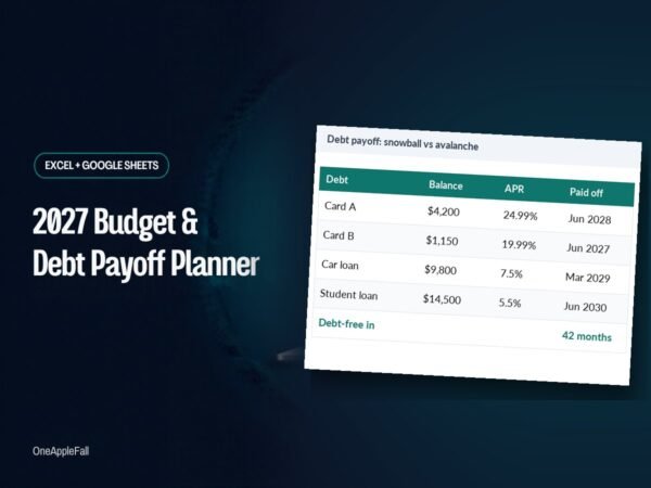 2027 Budget & Debt Payoff Planner: product preview